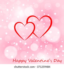 Two hearts greeting card with Valentines day.
