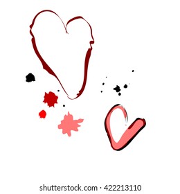 Two hearts. Hand drawn doodle design elements. Sketch.