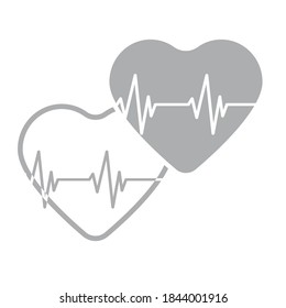 Two hearts hand drawn. Vector symbol illustration.