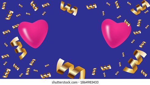 Banner vectorial de dos corazones felices de San Valentín 