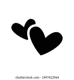 Two hearts icon. Double heart love symbol.