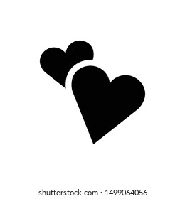 Two hearts icon. Double heart love symbol.