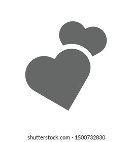 Two hearts icon. Double heart love symbol.