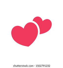 Two hearts icon. Double heart love symbol.