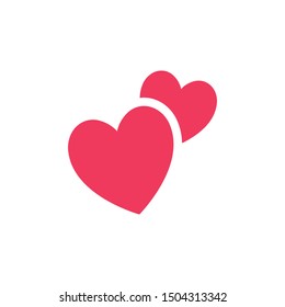 Two hearts icon. Double heart love symbol.