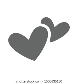 Two hearts icon. Double heart love symbol.