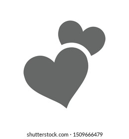 Two hearts icon. Double heart love symbol.