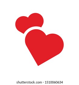 Two hearts icon. Double heart love symbol.