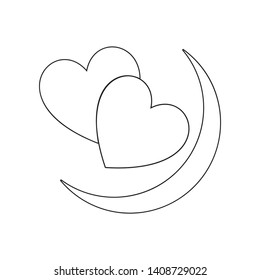 two hearts icon. Element of valentine's day, wedding for mobile concept and web apps icon. Outline, thin line icon for website design and development, app development