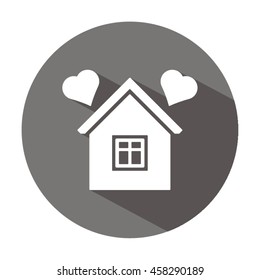  Two hearts  icon. Flat design.