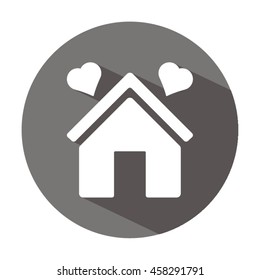  Two hearts icon. Flat design.