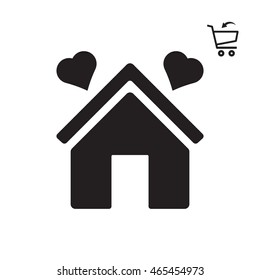  Two hearts icon. Flat design.