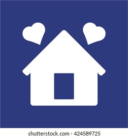 two hearts  icon,  isolated. Flat  design.