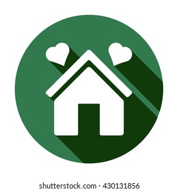 two hearts  icon,  isolated. Flat  design.