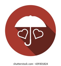 two hearts  icon,  isolated. Flat  design.