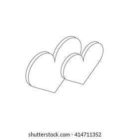 Two hearts icon, isometric 3d style