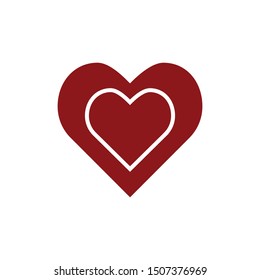 Two hearts icon, love red smbol. Stock vector illustration isolated on white background.