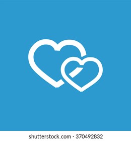 two hearts icon, on blue background