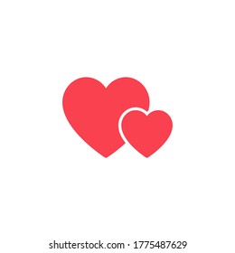 Two Hearts icon on White Background - Vector flat Illustration.