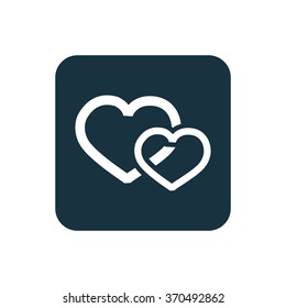 two hearts icon, on white background
