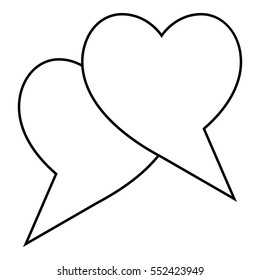 Two hearts icon. Outline illustration of two hearts vector icon for web