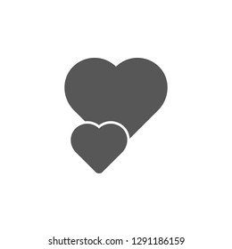 Two hearts icon. Simple glyph, flat vector of valentines day, love icons for UI and UX, website or mobile application