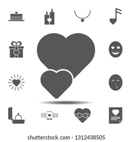 Two hearts icon. Simple glyph, flat vector element of valentines day icons set for UI and UX, website or mobile application