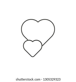 Two hearts icon. Simple thin line, outline vector of valentines day, love icons for UI and UX, website or mobile application
