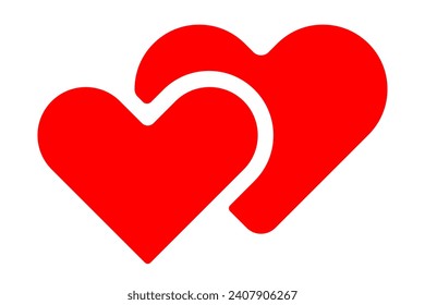 Two hearts icon symbol. Couple valentines day. Flat vector illustration
