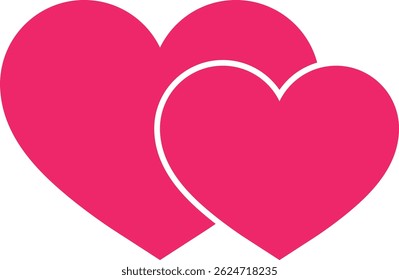Two hearts icon in trendy style . Two overlapping hearts icon . Love symbol icon . Vector illustration