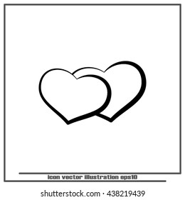 two hearts icon vector