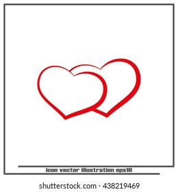 Two Hearts Icon Vector