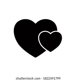 Two hearts icon, vector illustration. Flat design style. Vector two hearts icon illustration isolated on white background, two hearts icon Eps10. two hearts icons graphic design vector symbols.