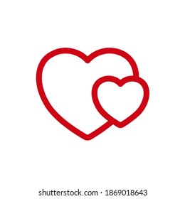 Two hearts icon, vector illustration. Flat design style. vector two hearts icon illustration isolated on white background, two hearts icon Eps10. two hearts icons graphic design vector symbols.