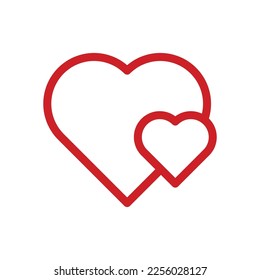 Two hearts icon, vector illustration. Flat design style. vector two hearts icon illustration isolated on white background, two hearts icon Eps10. two hearts icons graphic design vector symbols.