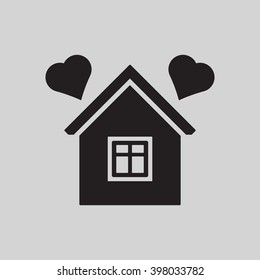  two hearts  icon, vector illustration. Flat design style