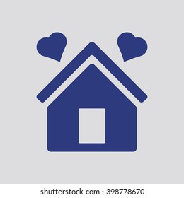  two hearts  icon, vector illustration. Flat design style