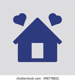 two hearts  icon, vector illustration. Flat design style