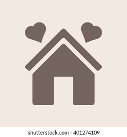  two hearts  icon, vector illustration. Flat design style