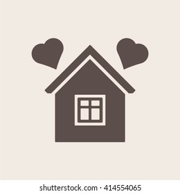  two hearts  icon, vector illustration. Flat design style