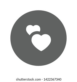 Two hearts icon, vector isolated love symbol. Double heart button.