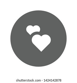 Two hearts icon, vector isolated love symbol. Double heart button.