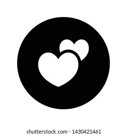 Two hearts icon, vector isolated love symbol. Double heart button.