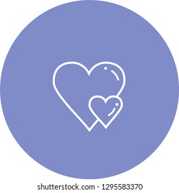 two hearts icon vector on purple background