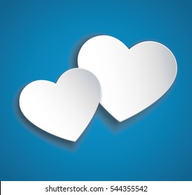 two hearts icon vector. Valentine`s day background.
