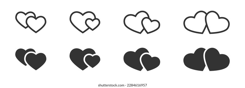 Two hearts icons. Vector illustration. svg