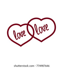 two hearts and an inscription on a white background