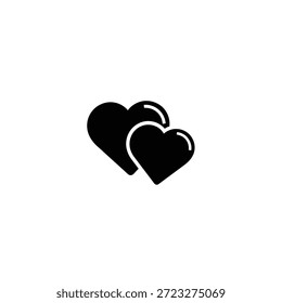 Icono entrelazado de dos corazones aislado sobre fondo blanco