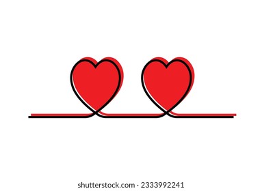 Two hearts isolated on white background