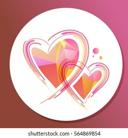 Two hearts isolated on white background. Valentine’s Day vector illustration. Design elements for greeting cards and etc.